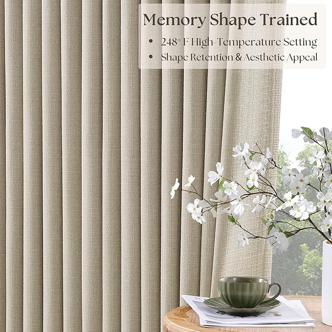 Extra Wide Oatmeal Beige Blackout Sliding Glass Door 108 Inch Curtains | Memory - Image 4