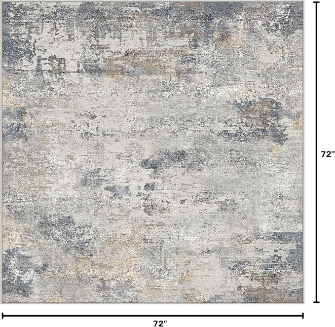 UERMEI Square Area Rugs : Washable 6x6 Neutral Modern Abstract Carpet - Image 2