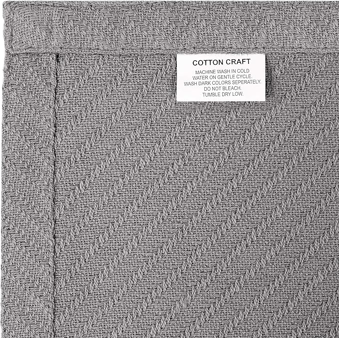 COTTON CRAFT Soft Cotton Thermal Blanket - Plush Herringbone Twill - All Season Luxurious Breathable Skin Friendly Lightweight Cooling Throw Blanket - Sofa Couch Travel Camping Dorm - King Grey