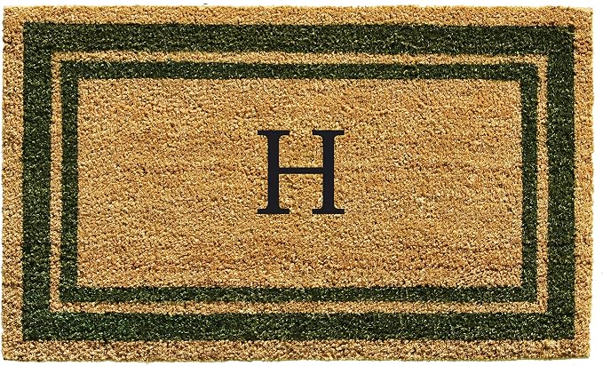 Calloway Mills 153041830H Sage Green Border 18" x 30" Monogram Doormat by Callowaymills