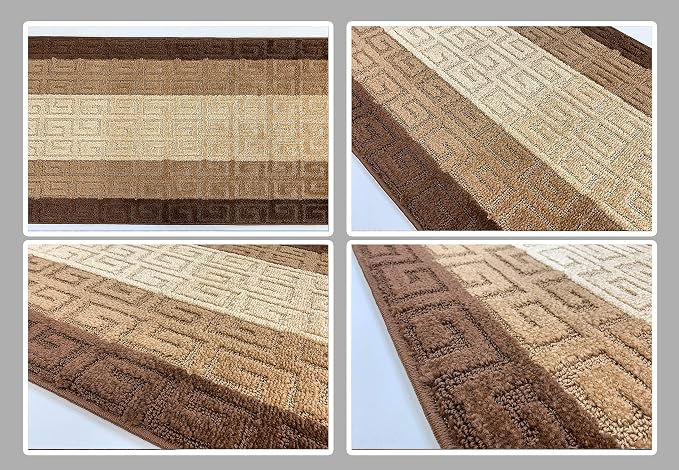 Custom Length Hallway Runner Rug, Slip Resistant, Meander Brown, 26 Inch X 2 - Image 6