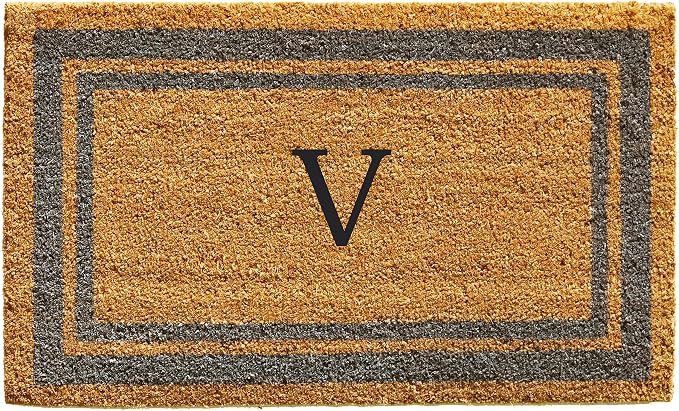 Calloway Mills 153021830V Periwinkle Border 18" x 30" Monogram Doormat by Callowaymills