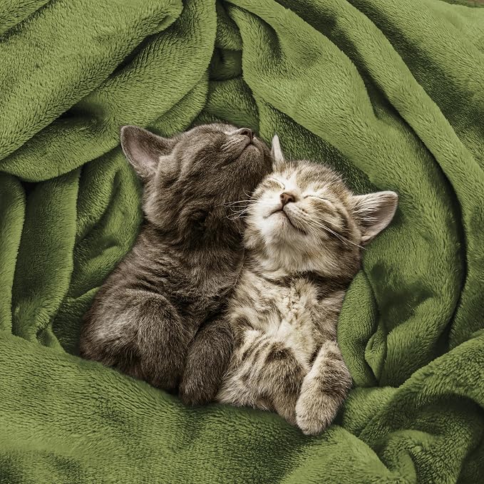 Utopia Bedding Ultra Soft Fleece Bed Blanket Queen Size Olive | Microfiber - Image 4