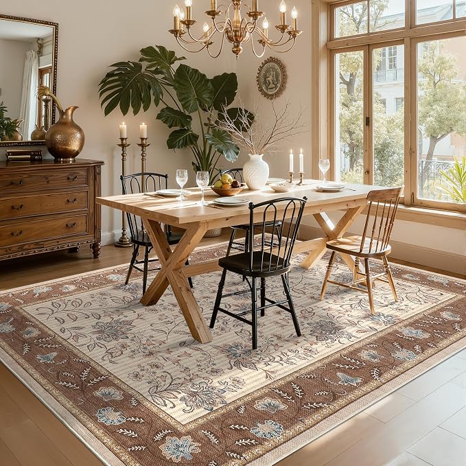 GarveeHome 8x10 Brown Washable Area Rug Living Room Bedroom Non Slip | - Image 8