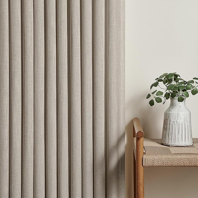 Taupe Burlywood Pinch Pleated Linen Curtains 96 Inches Long | Light Filtering - Image 8