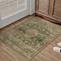 2x3 Green Retro Floral Washable Area Rug by HUGEAR
