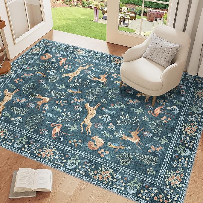 DUKINO 4x6 Area Rug, Non Slip Animal Washable Rug - Image 3