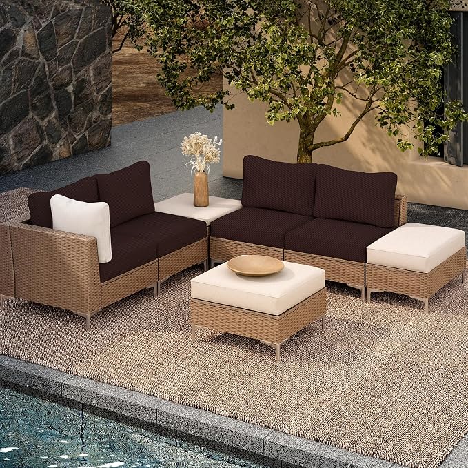 8Pcs Outdoor Cushion Covers, Elastic Patio Cushion Covers | Washable, - Image 5