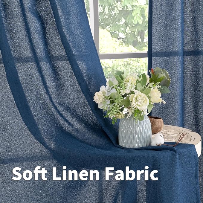 YoungsTex Navy Blue Linen Curtains 72 Inch Length - Image 5