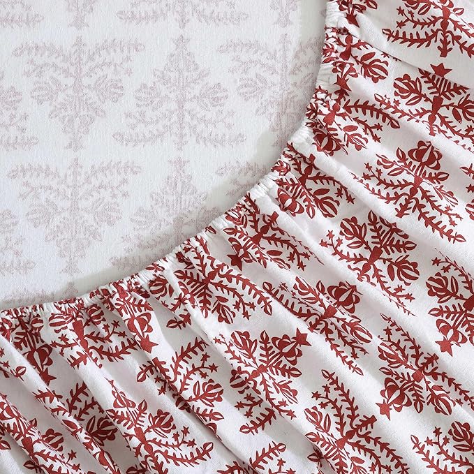 Eddie Bauer - Flannel Sheets King Size, Anti-Pilling & Wrinkle Resistant Cotton, Touchably Soft for All-Season Comfort - Bed Sheets with Matching Pillowcases & Fitted Sheet (Jolly Trees Red)