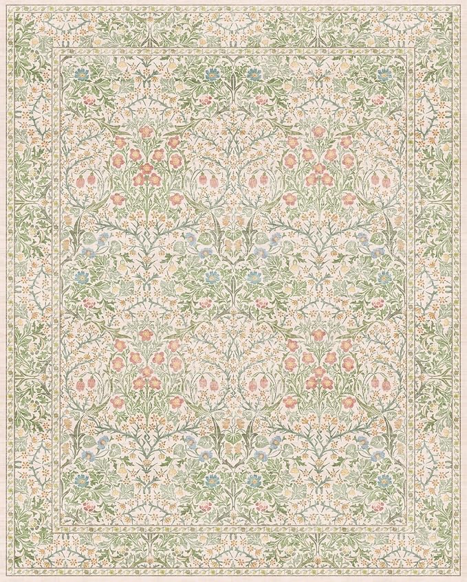 Cream Green Washable 8x10 Area Rugs - Image 3