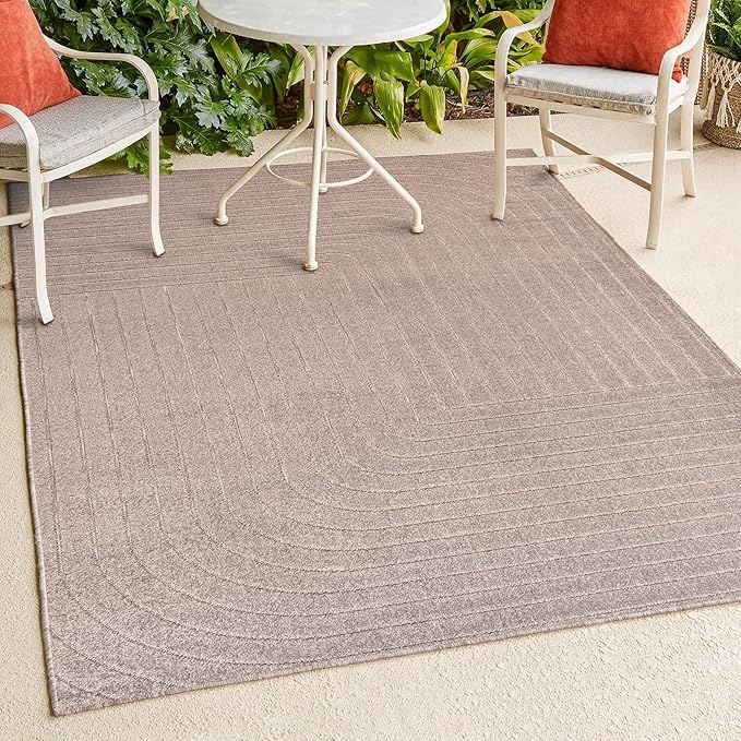 Eyely NCS101C-8 Odense High-Low Minimalist Angle Geometric Light Taupe 8 ft. x 10 ft. Indoor/Outdoor Area Rug, for Home, Backyard, Patio, Porch, Bedroom, Kitchen, Living Room