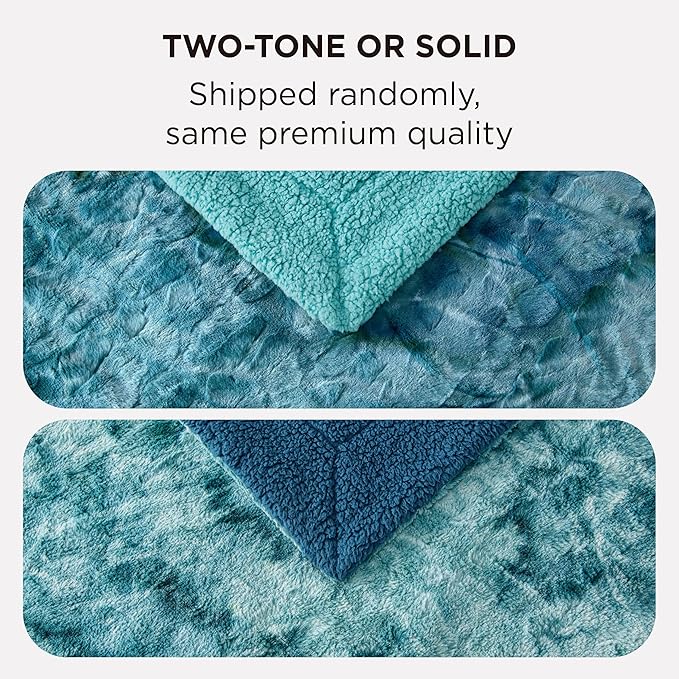 Bedsure GentleSoft Sherpa Fluffy Blanket Twin Size - Fleece Warm and Cozy Throw for Women Gift, Plush & Fuzzy Faux Fur Christmas Blanket for Couch, Sofa, Bed Decor, Tie Dye Design, Teal, 60x80 Inches