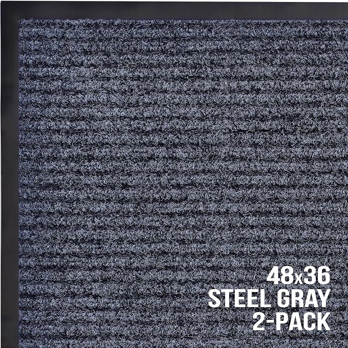 Front Door Mat, Indoor Outdoor Welcome Entryway Doormat, 48x36 Steel Gray | - Image 7