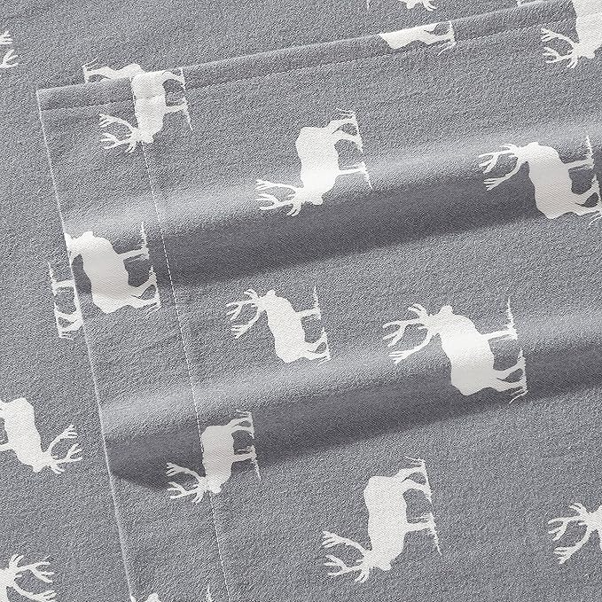 Eddie Bauer - Twin Sheets, Cotton Flannel Bedding Set, Brushed For Extra Softness, Cozy Home Decor (Elk Grove, Twin)