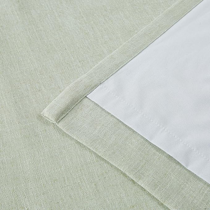 Vision Home Soft Green Pinch Pleated Full Blackout Curtains Linen Blended Room - Image 7