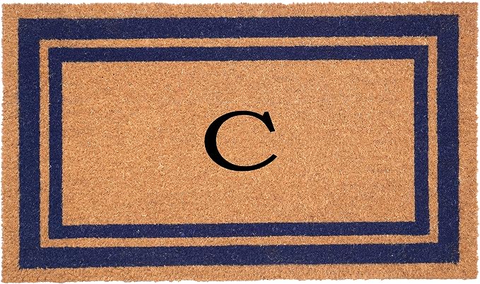 Calloway Mills 153001830C Dark Blue Border 18" x 30" Monogram Doormat by Callowaymills