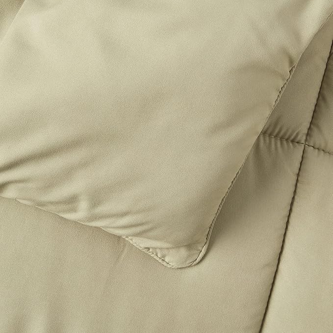 Sweet Home Collection 7 Piece Comforter Set Bag Solid Color All Season Soft Down Alternative Blanket & Luxurious Microfiber Bed Sheets, Sage, Queen