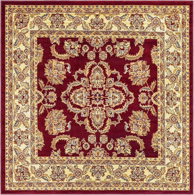 Rugs.com Aditi Collection Rug – 6 Ft Square Red Medium-Pile Rug Perfect - Image 2