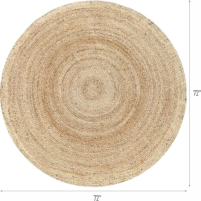 Hausattire Jute Braided Round Rug, 6 ft | 100% natural jute, hand woven - Image 2