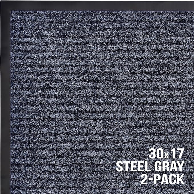 Front Door Mat, Indoor Outdoor Welcome Entryway Doormat, 30x17 Steel Gray | - Image 7