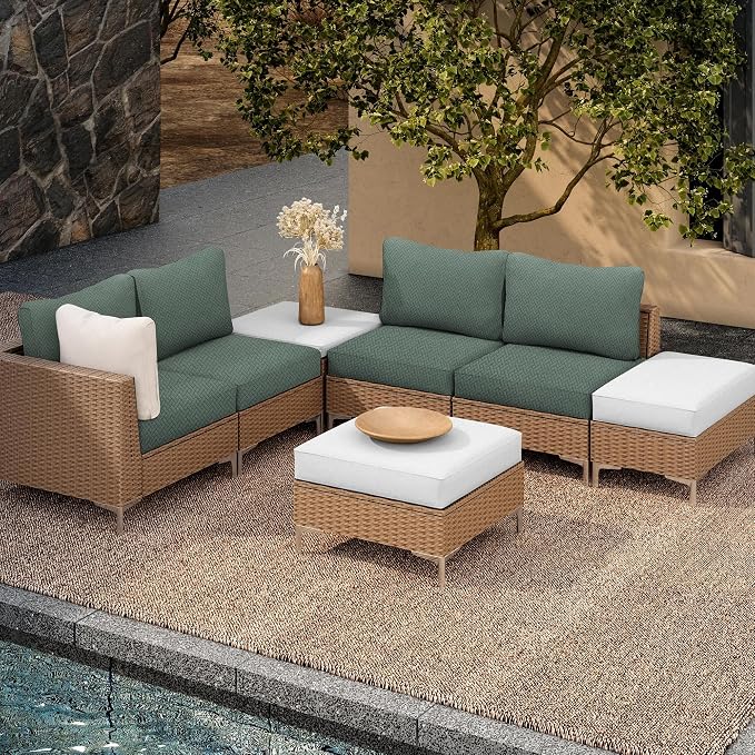 8Pcs Outdoor Cushion Covers, Elastic Patio Cushion Covers | Washable, - Image 5