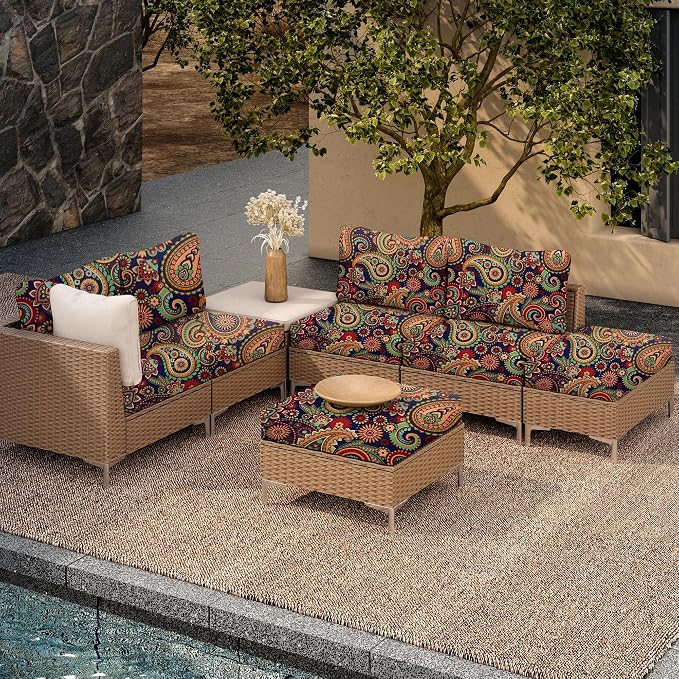 14PCS Patio Cushion Covers, Patio Furniture Couch Seat Slipcovers | Washable - Image 6