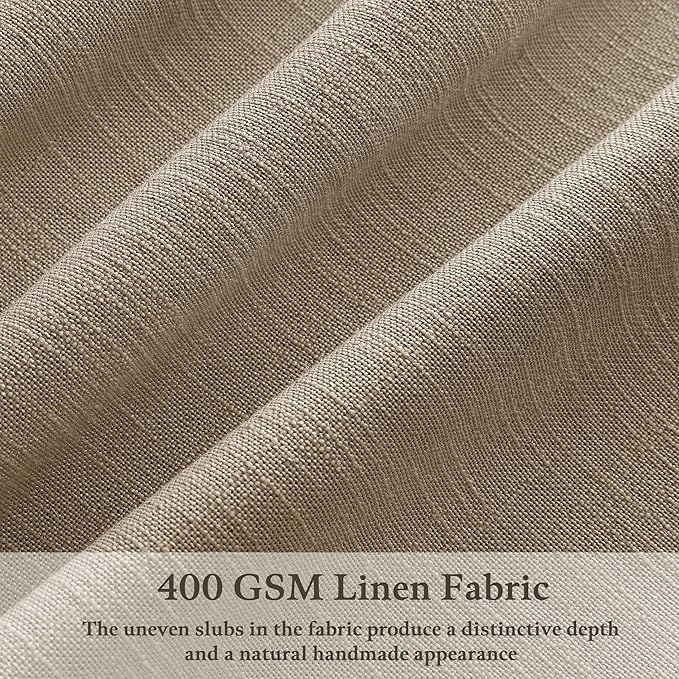 Camel Tan 105 Inch Linen Pinch Pleat Semi Sheer Curtains 50Wx105L 2 Panels | - Image 2