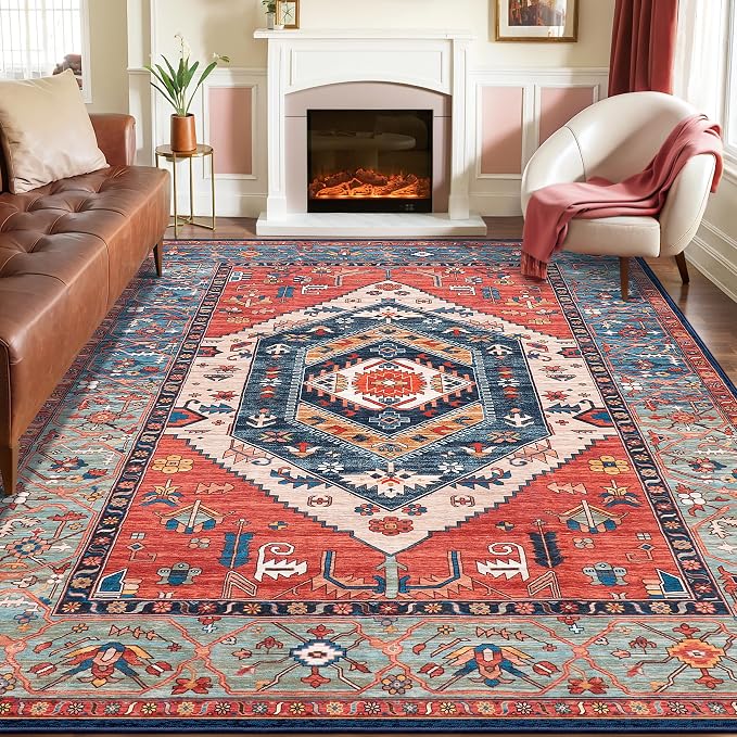 SERISSA 8x10 Washable Non Slip Boho Area Rug by SERISSAHomeDecorCollection