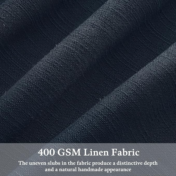 Thick Linen Pleat Dark Blue Semi Sheer Privacy Curtains 50 by 86 2 Panels | 86 - Image 3