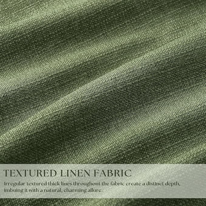102 Inch Olive Green Linen Pinch Pleated Black Out Curtains - Image 3