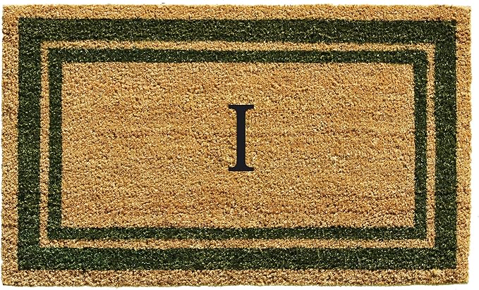 Calloway Mills 153041830I Sage Green Border 18" x 30" Monogram Doormat by Callowaymills