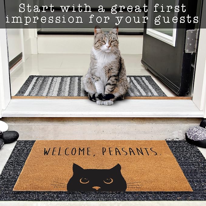 Welcome Peasants Black Cat Doormat Outdoor 30x17 Inch, Funny Welcome Mat | - Image 6