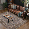 4x6 Brown Blue Vintage Floral Washable Area Rug by HUGEAR