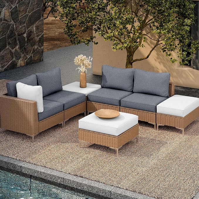 8Pcs Outdoor Cushion Covers, Elastic Patio Cushion Covers | Washable, - Image 5