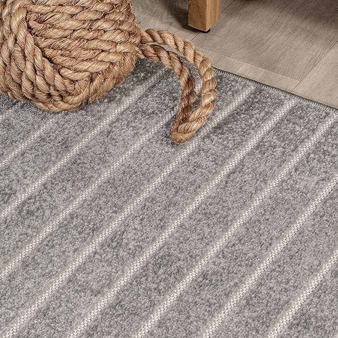 Eyely NCS101B-8 Scandinavian Odense Minimalist Angle Geometric Indoor Area Rug, Modern, Contemporary, Coastal, Bohemian, Bedroom, Kitchen, Living Room, Non Shedding, Gray/Ivory, 8' x 10'