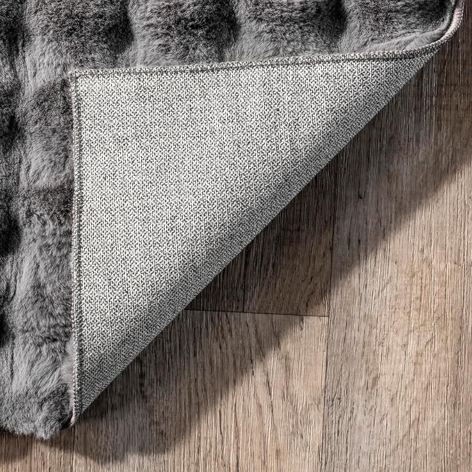 nuLOOM Jeni Dark Grey Checkered Washable Area Rug - Image 4