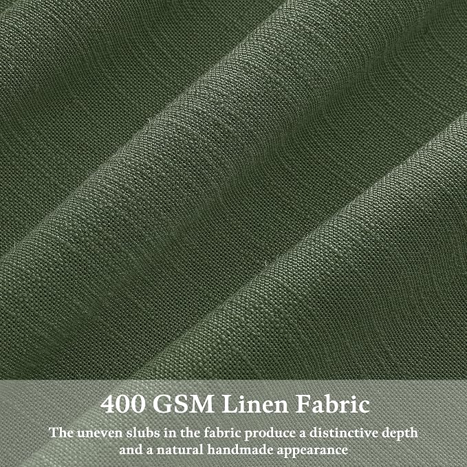 Green Linen Pinch Pleated Semi Sheer Curtains - Image 3